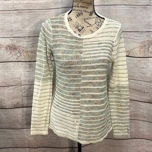 Peace of Cloth Sweater Sequins Crewneck Striped Pop of Sparkle Cotton Linen XS